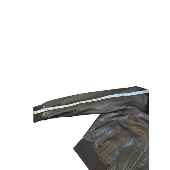 Gap Faux Leather Bomber Jacket Black Punk Emo Casual Sherpa Collar Small - Picture 11 of 12